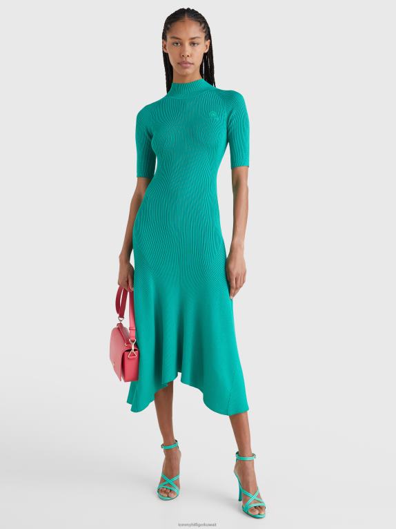 الأخضر Tommy Hilfiger فستان بولو كريست بقصة ضيقة 446442124