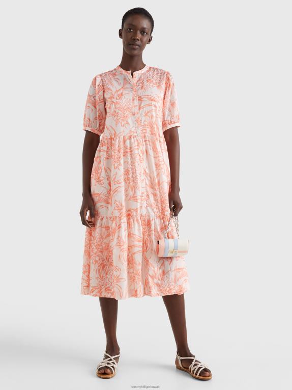 جزيرة الأناناس / خوخ الغروب Tommy Hilfiger فستان ميدي ذو طبقات وقصة مريحة 446442125