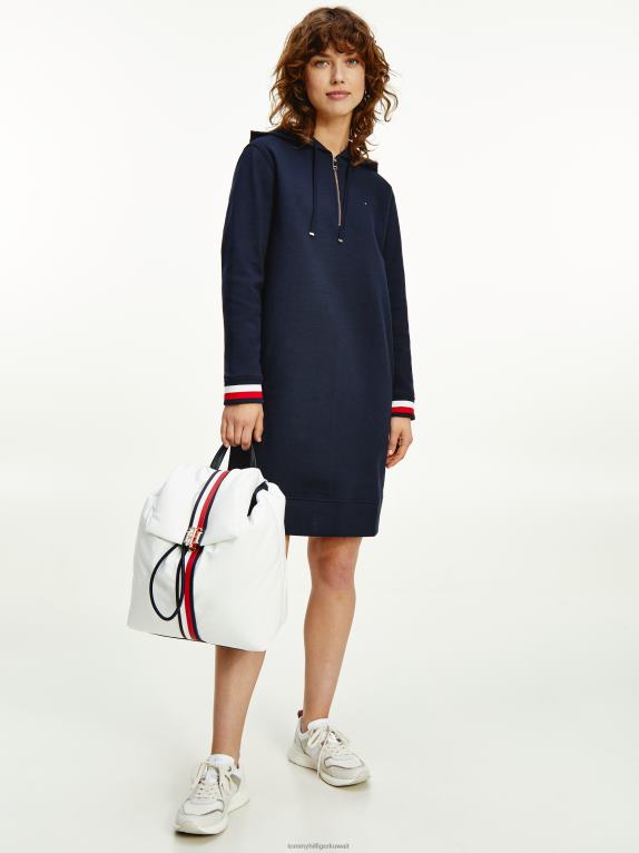 سماء الصحراء Tommy Hilfiger فستان ذو قلنسوة بأصفاد مميزة ومقاس عادي 446442128