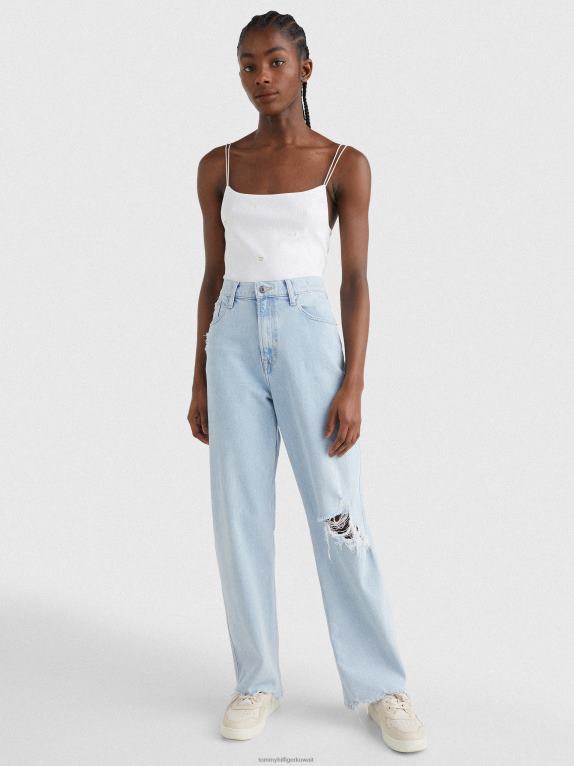 ضوء الدنيم Tommy Hilfiger بيتسي جينز متوسط ​​الارتفاع فضفاض وممزق 446442154