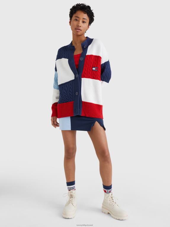 بيج فاتح/متعدد Tommy Hilfiger سترة صوفية كبيرة الحجم متماسكة ومختلطة الألوان 446442158