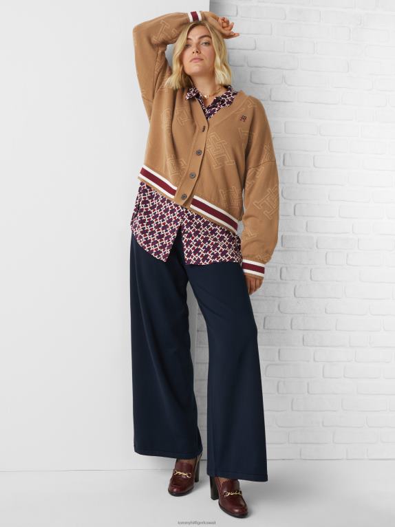 الكاكي الريف Tommy Hilfiger كارديغان بقصة مريحة ونقش مونوغرام منحني 446442161
