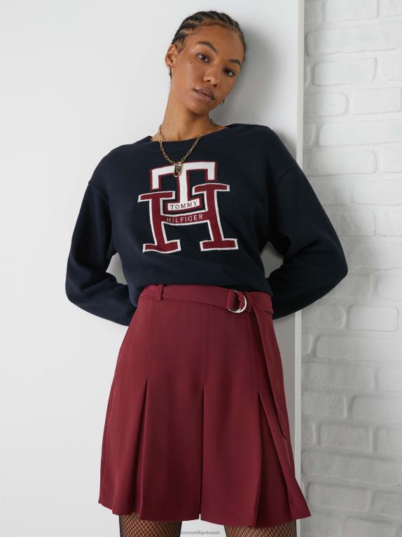 سماء الصحراء Tommy Hilfiger كنزة برقبة دائرية ومونوغرام 446442163