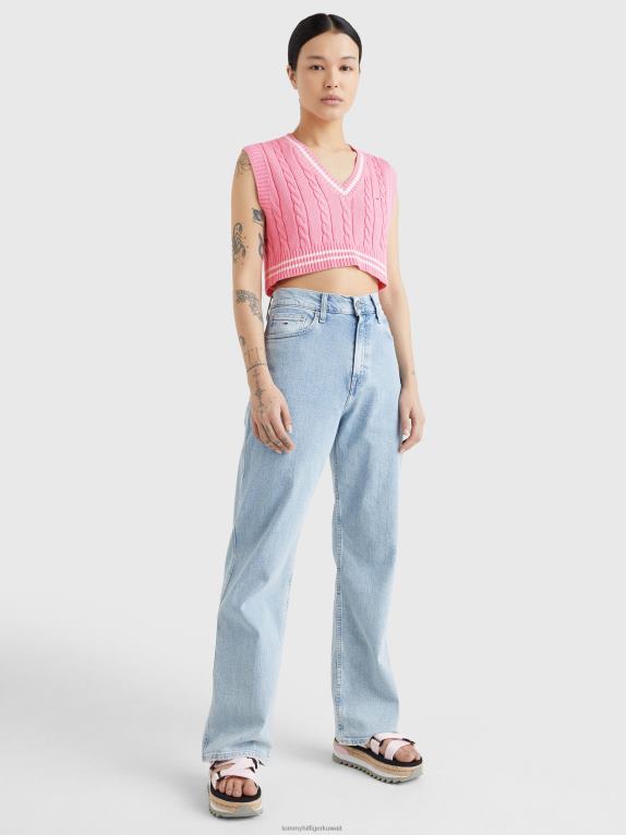 الوردي الطازج Tommy Hilfiger سترة متماسكة كابل اقتصاص 446442165