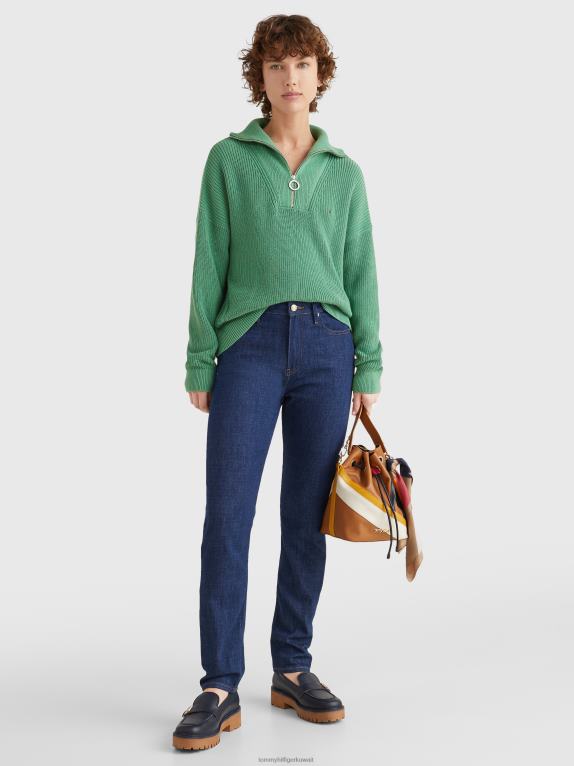 الأخضر المركزي Tommy Hilfiger سترة مريحة متماسكة بنصف سحاب 446442168