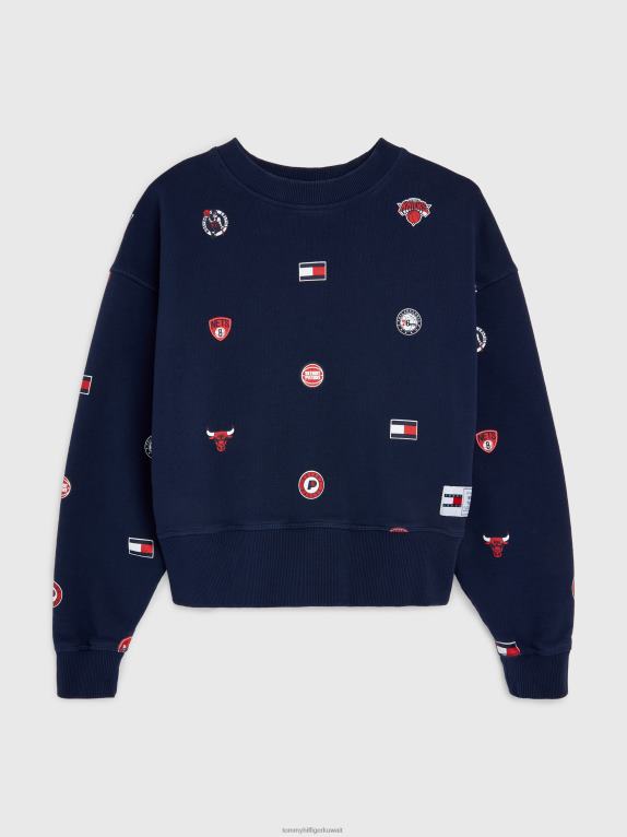 الشفق البحرية / أنيقة Tommy Hilfiger قميص من النوع الثقيل الجينز وشعار الدوري الاميركي للمحترفين 446442187