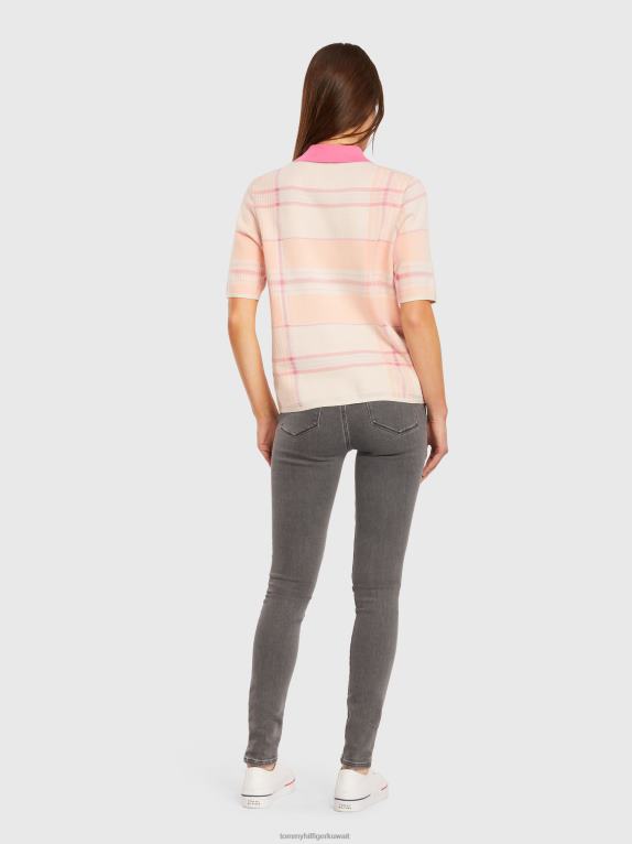 مدراس خفيفة / خوخ غروب الشمس Tommy Hilfiger سترة برقبة بولو بنقش المربعات بالكامل 446442188