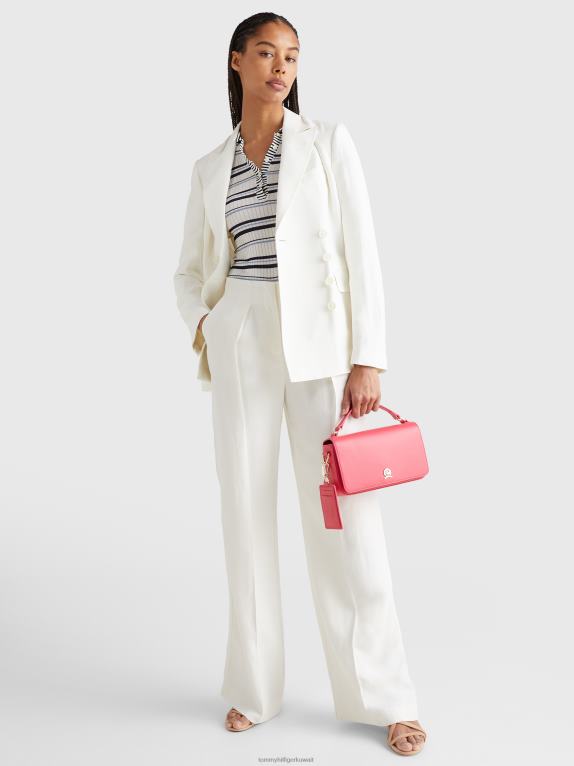 البحرية إكرو العاج شريط أزرق متوسط Tommy Hilfiger سترة بولو مخططة بقصة ضيقة 446442196