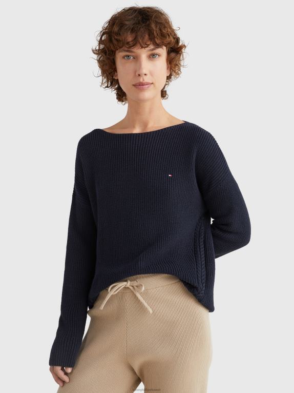 سماء الصحراء Tommy Hilfiger سترة بتفاصيل محبوكة بقصة مريحة 446442199