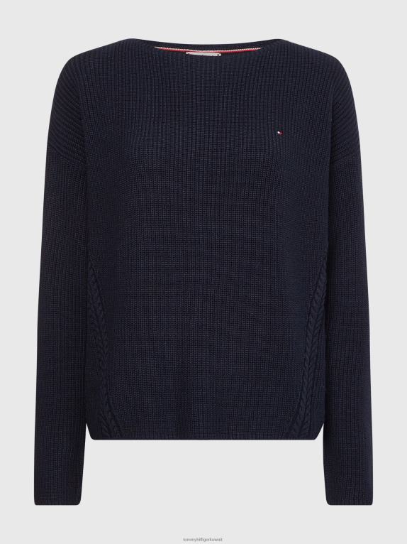 سماء الصحراء Tommy Hilfiger سترة بتفاصيل محبوكة بقصة مريحة 446442199