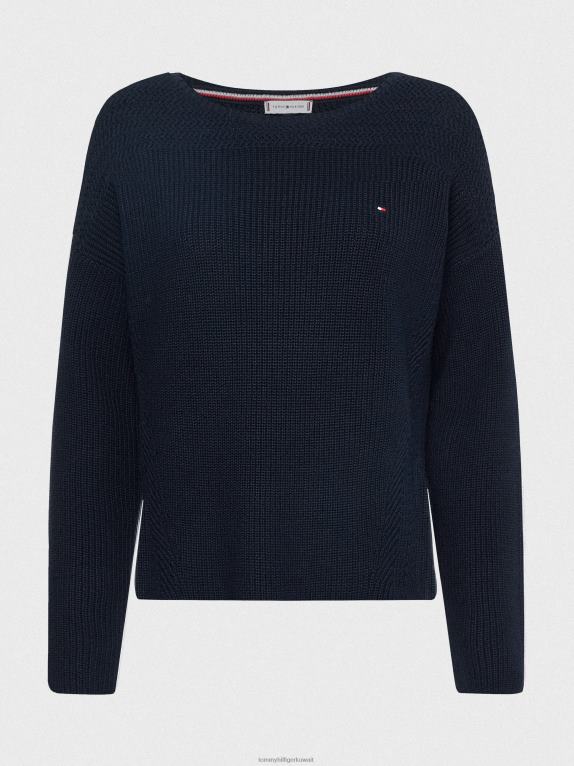 سماء الصحراء Tommy Hilfiger كنزة برقبة قارب وقصة مريحة 446442205