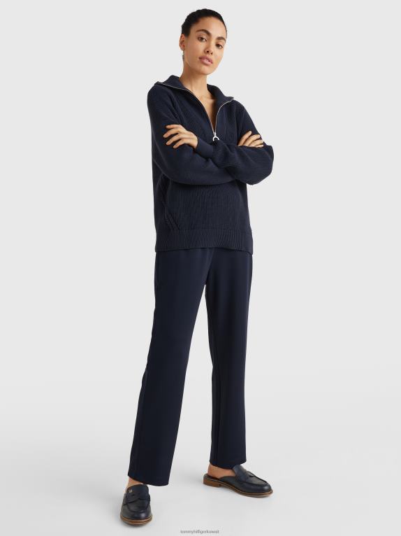 سماء الصحراء Tommy Hilfiger سترة مريحة متماسكة بنصف سحاب 446442207