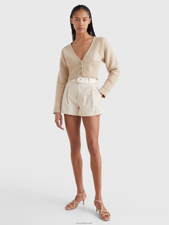 الحجر البيج Tommy Hilfiger سترة صوفية من الكشمير مريحة 446442211