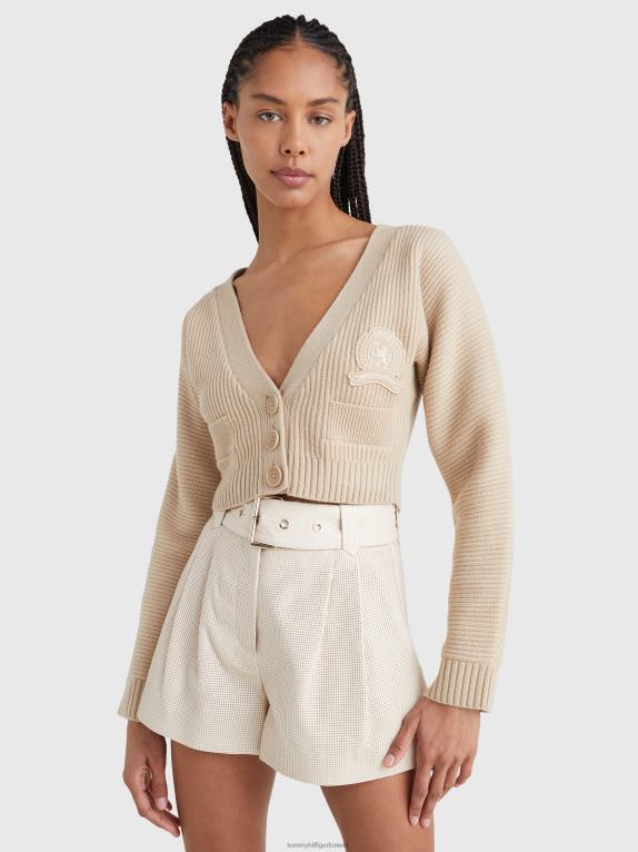 الحجر البيج Tommy Hilfiger سترة صوفية من الكشمير مريحة 446442211