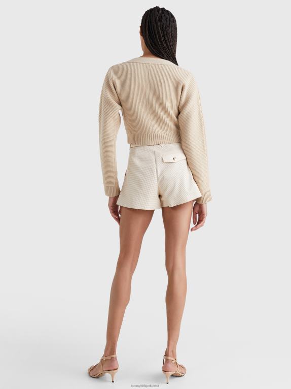 الحجر البيج Tommy Hilfiger سترة صوفية من الكشمير مريحة 446442211