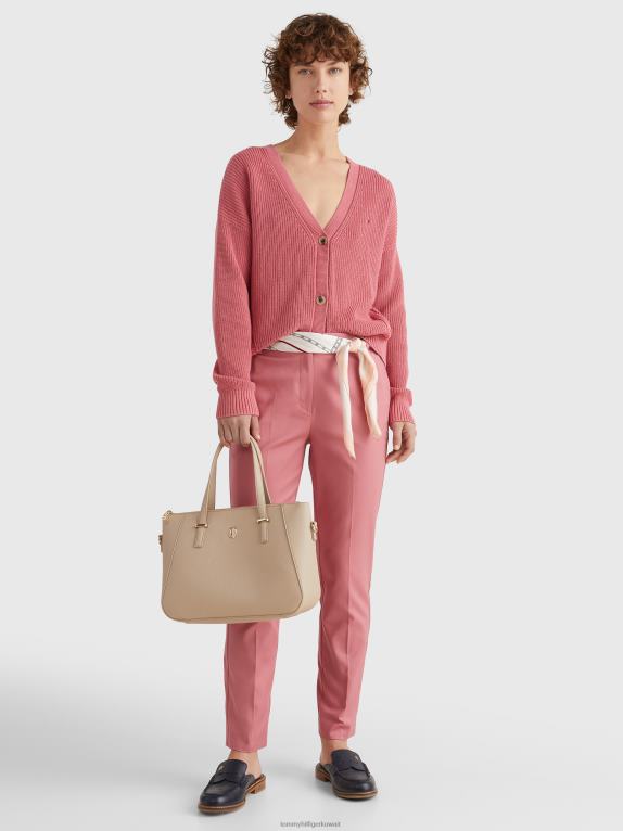 الإنجليزية الوردي Tommy Hilfiger سترة مضلعة مريحة 446442216