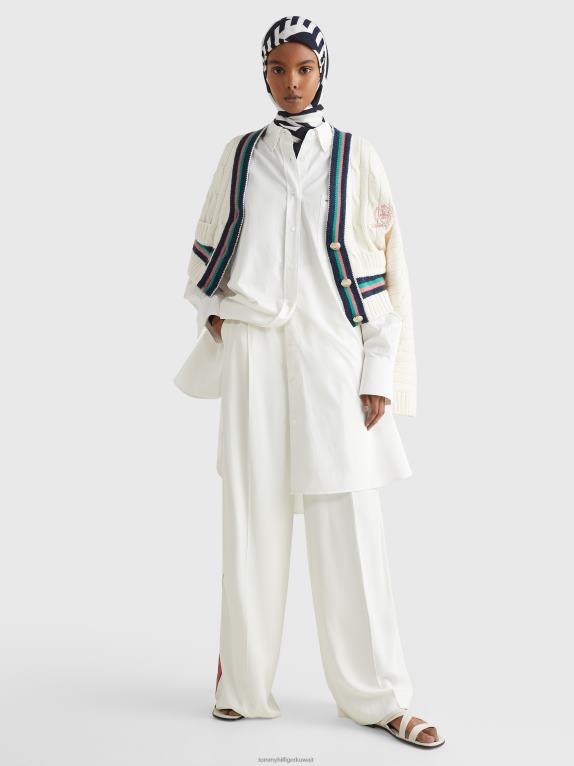 بيج فاتح Tommy Hilfiger أيقونات سترة متماسكة مريحة 446442217