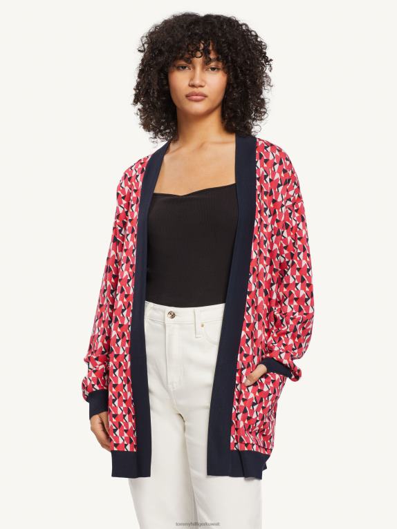 جزيرة صغيرة جغرافية وردية اللون Tommy Hilfiger سترة جيو مفتوحة على الورك 446442219