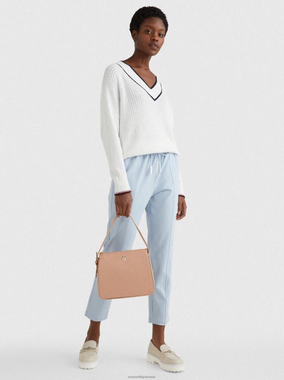 بيج فاتح Tommy Hilfiger سترة متماسكة مريحة ومريحة 446442223