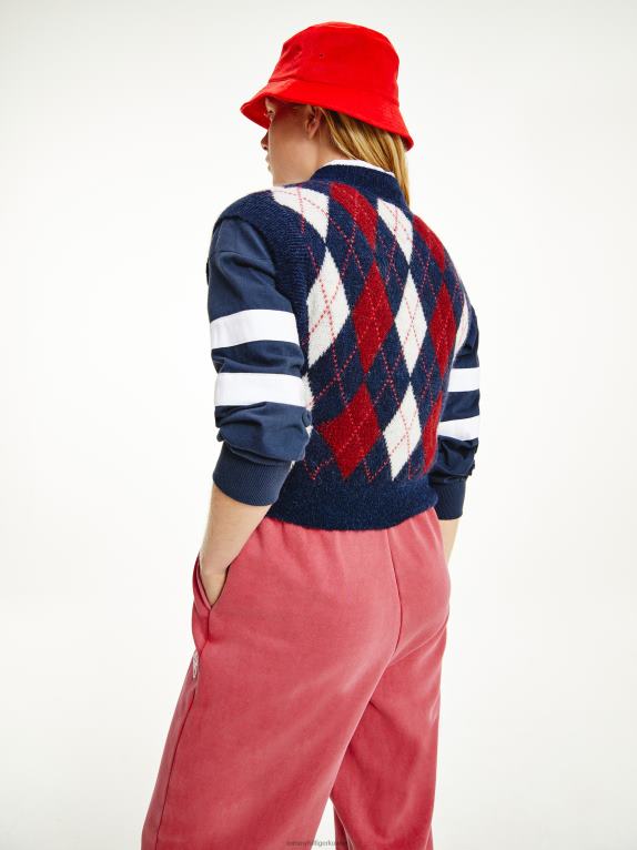 الشفق البحرية/متعددة Tommy Hilfiger سترة قصيرة من مزيج الصوف بتصميم أرجايل 446442224