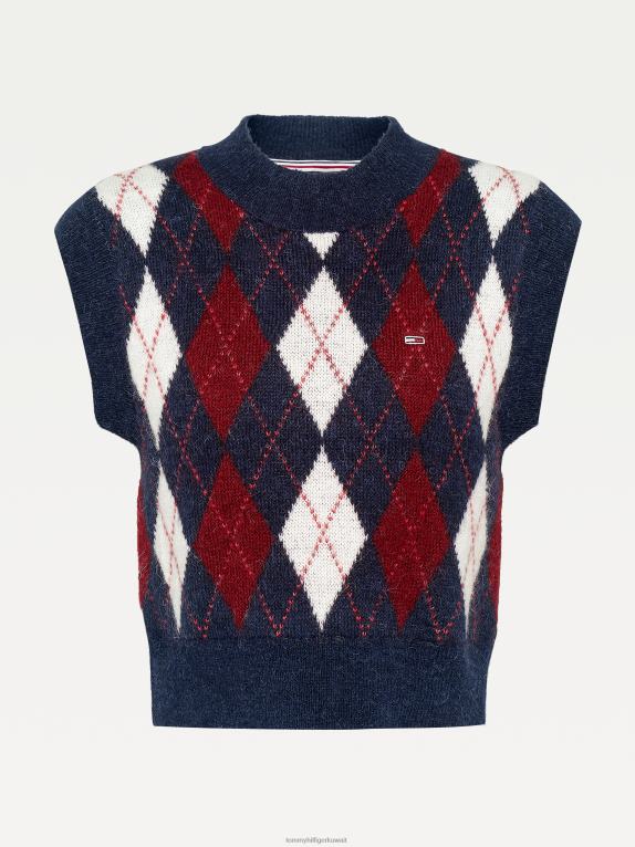 الشفق البحرية/متعددة Tommy Hilfiger سترة قصيرة من مزيج الصوف بتصميم أرجايل 446442224