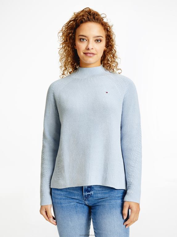 أزرق منسم Tommy Hilfiger سترة منسوجة من القطن العضوي بياقة مدورة 446442233