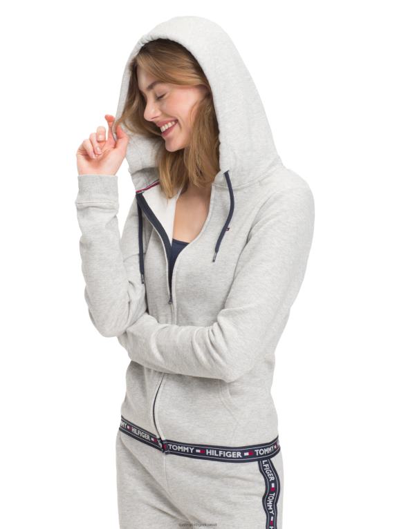 هيذر رمادي Tommy Hilfiger سترة بغطاء للرأس من قطن تيري 446442260