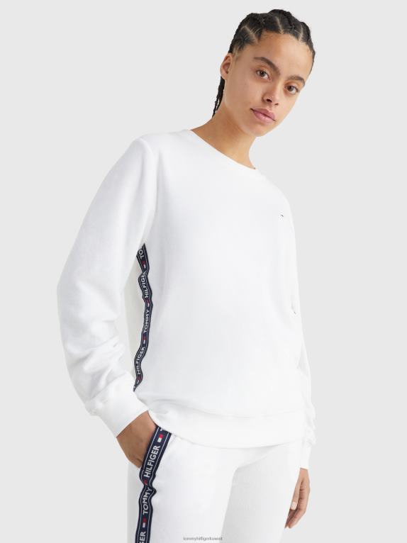 أبيض Tommy Hilfiger سويت شيرت بشريط بشعار منشفة 446442266