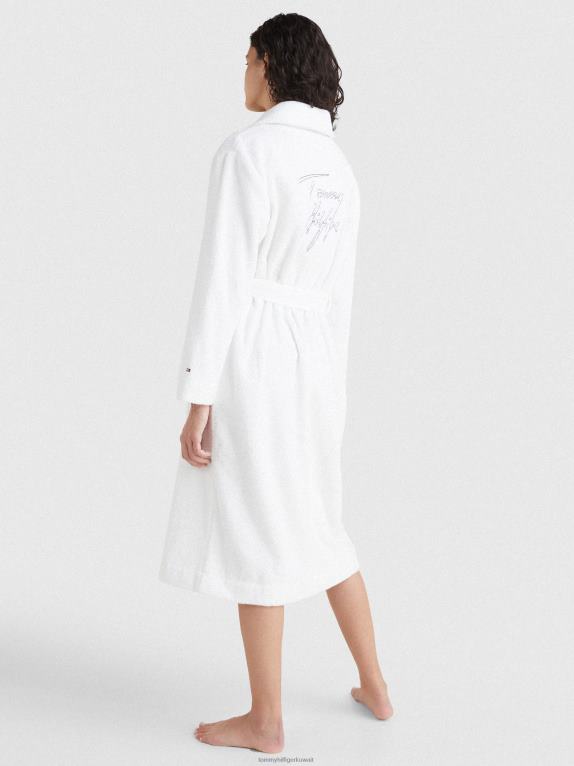 توقيع أبيض/مخطط تفصيلي Tommy Hilfiger رداء منشفة من القطن العضوي 446442271