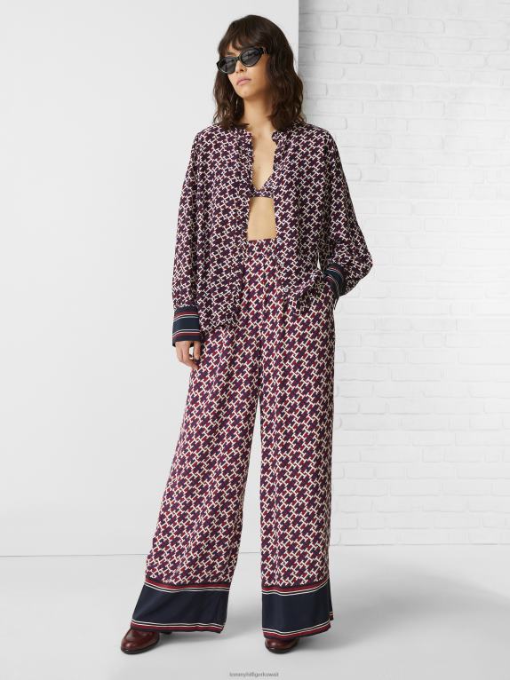 أحمر/مونوجرام أحمر أبيض أزرق Tommy Hilfiger بنطال مونوغرام مريح بأرجل واسعة 446442279