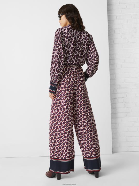 أحمر/مونوجرام أحمر أبيض أزرق Tommy Hilfiger بنطال مونوغرام مريح بأرجل واسعة 446442279