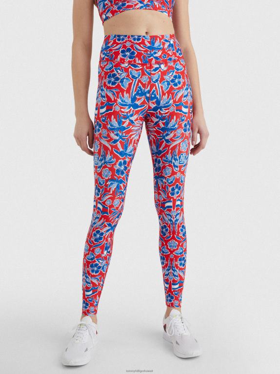 طباعة الجزيرة Tommy Hilfiger طماق رياضية عالية الارتفاع بطول كامل وطبعة مونوغرام 446442287