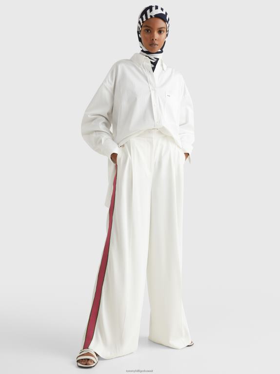 بيج فاتح Tommy Hilfiger أيقونات بنطال واسع الساق 446442313