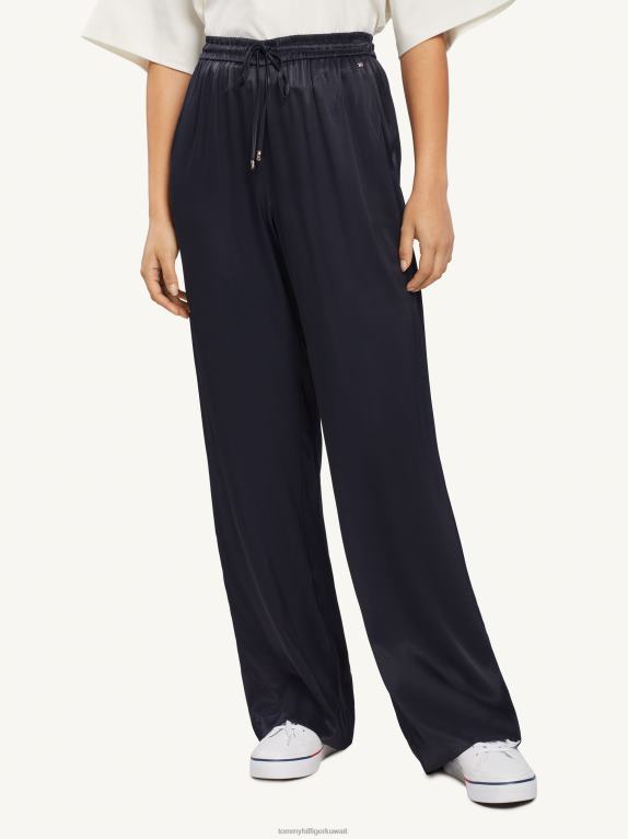 سماء الصحراء Tommy Hilfiger بنطال من الساتان بأرجل واسعة 446442331