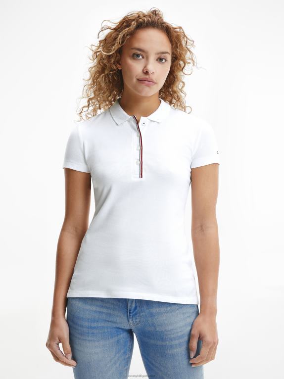 أبيض Tommy Hilfiger قميص بولو بشريط عالمي 446442354