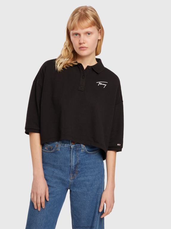 أسود Tommy Hilfiger بولو التوقيع المحاصيل 446442364