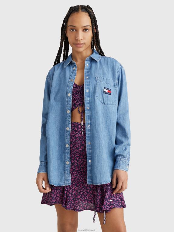 وسط الدنيم Tommy Hilfiger قميص صديقها شارة شامبراي 446442386