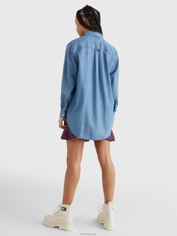 وسط الدنيم Tommy Hilfiger قميص صديقها شارة شامبراي 446442386