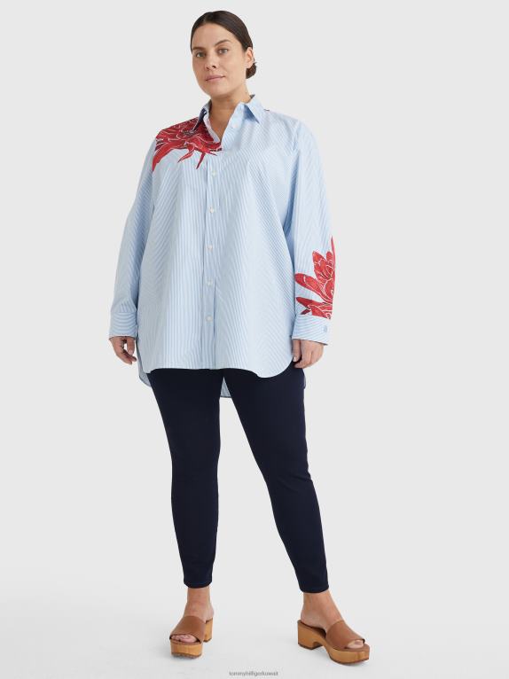 زهرة الجزيرة/شريط إيثاكا Tommy Hilfiger قميص صديقها ذو طباعة الأزهار المنحنية 446442394