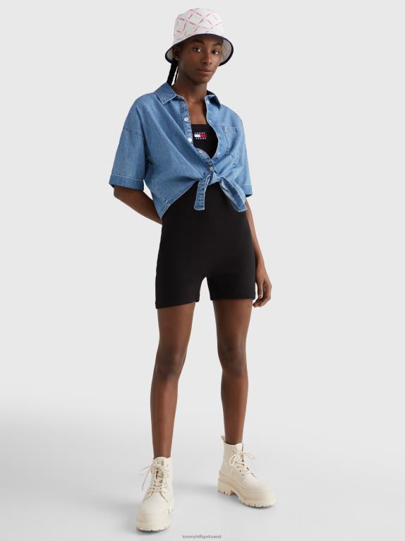 وسط الدنيم Tommy Hilfiger قميص شامبراي منسوج بعقدة أمامية 446442396