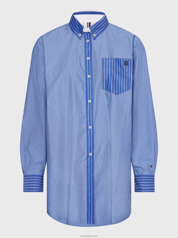شريط رفيع/أزرق Tommy Hilfiger قميص مناسب لصديقها المقلم 446442399
