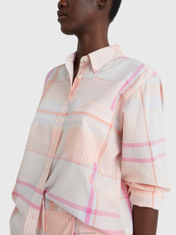 مدراس خفيفة / خوخ غروب الشمس Tommy Hilfiger قميص مدراس بنقش مربعات مريح 446442407