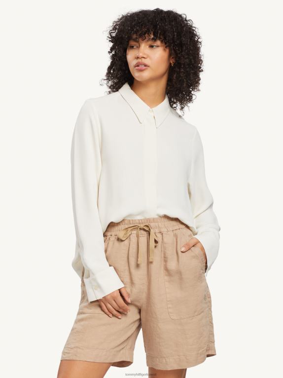 عاج Tommy Hilfiger قميص كريب بريبي بأكمام طويلة 446442420