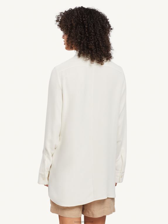 عاج Tommy Hilfiger قميص كريب بريبي بأكمام طويلة 446442420