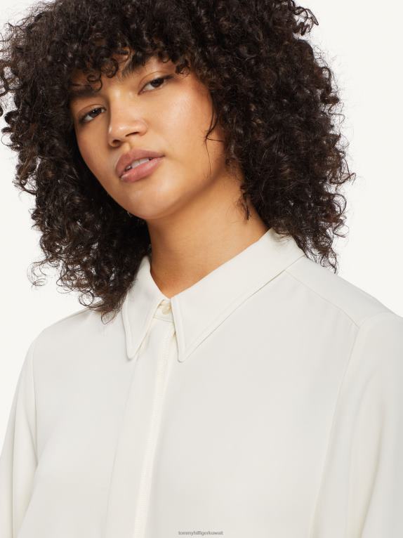 عاج Tommy Hilfiger قميص كريب بريبي بأكمام طويلة 446442420