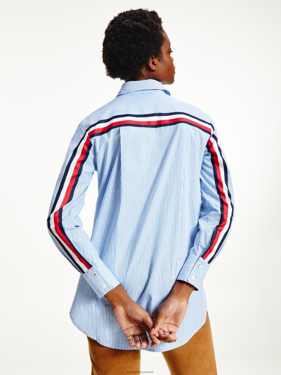 نحن مخططون / كوبنهاجن أزرق Tommy Hilfiger قميص من القطن العضوي بشريط بوبلين مميز 446442425