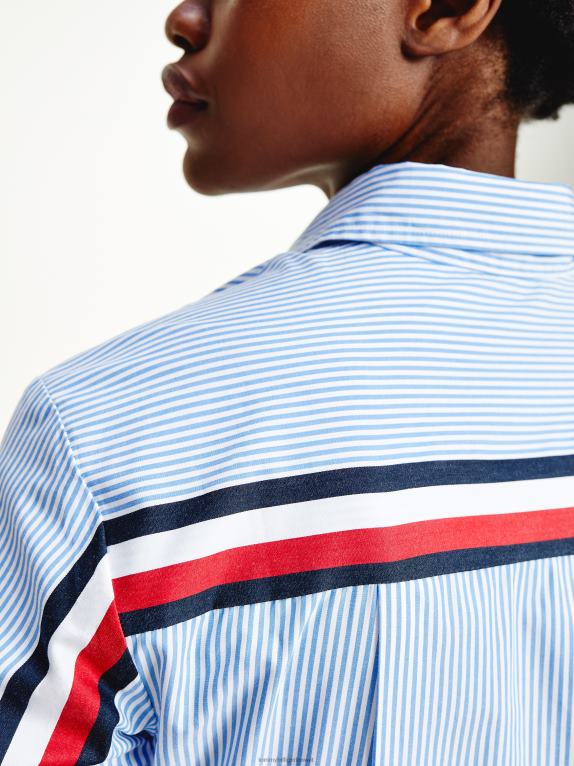 نحن مخططون / كوبنهاجن أزرق Tommy Hilfiger قميص من القطن العضوي بشريط بوبلين مميز 446442425