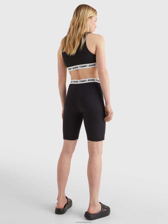 أسود Tommy Hilfiger شورت دورة حزام الخصر الشعار 446442428