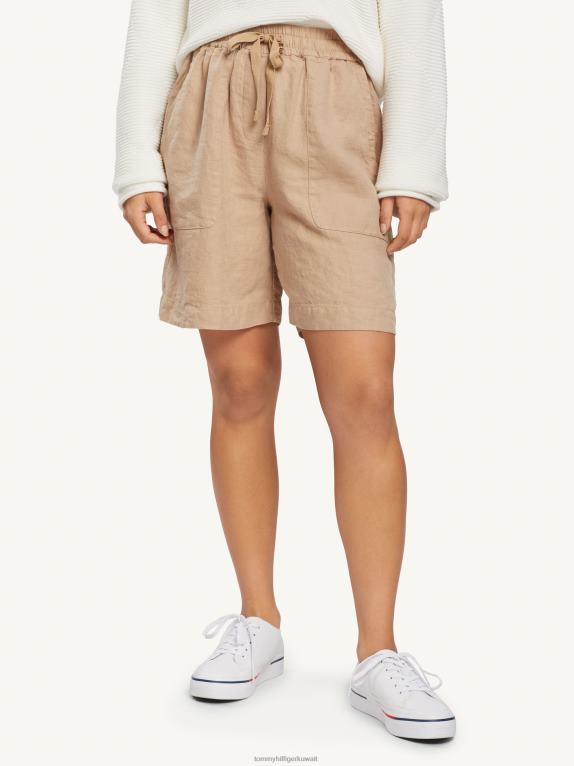 اللون البيج Tommy Hilfiger قصير من الكتان مريح 446442437