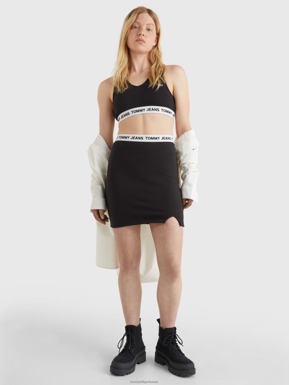 أسود Tommy Hilfiger تنورة ضيقة بشعار الماركة على الخصر 446442469